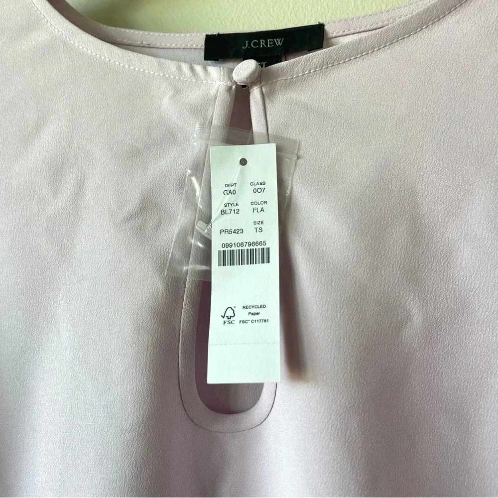 J. Crew Puff sleeve satin back crepe top in Pale Pink Size Small Tall NWT